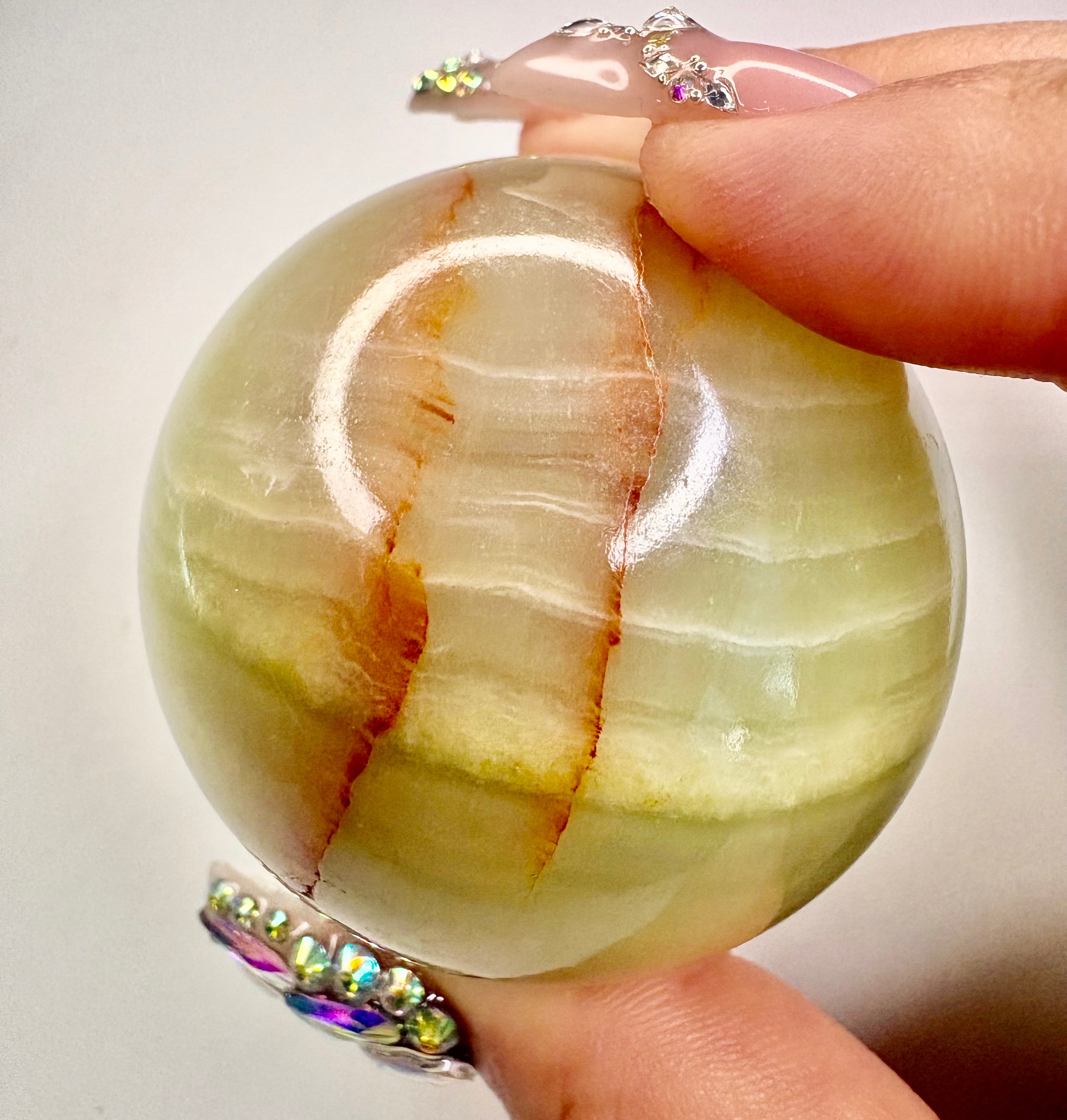 Green Banded Calcite Sphere