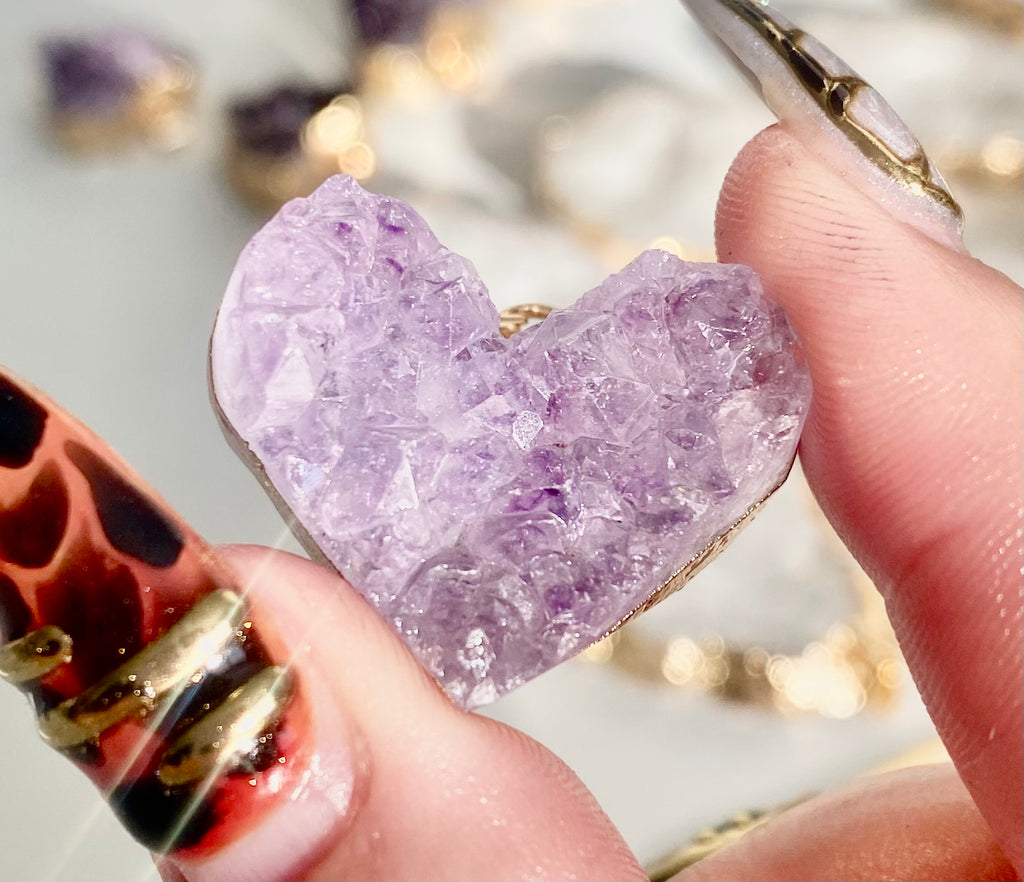 Natural Amethyst Cluster Pendant Necklace