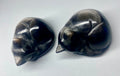 Carved Silver Obsidian Sleeping Kitty