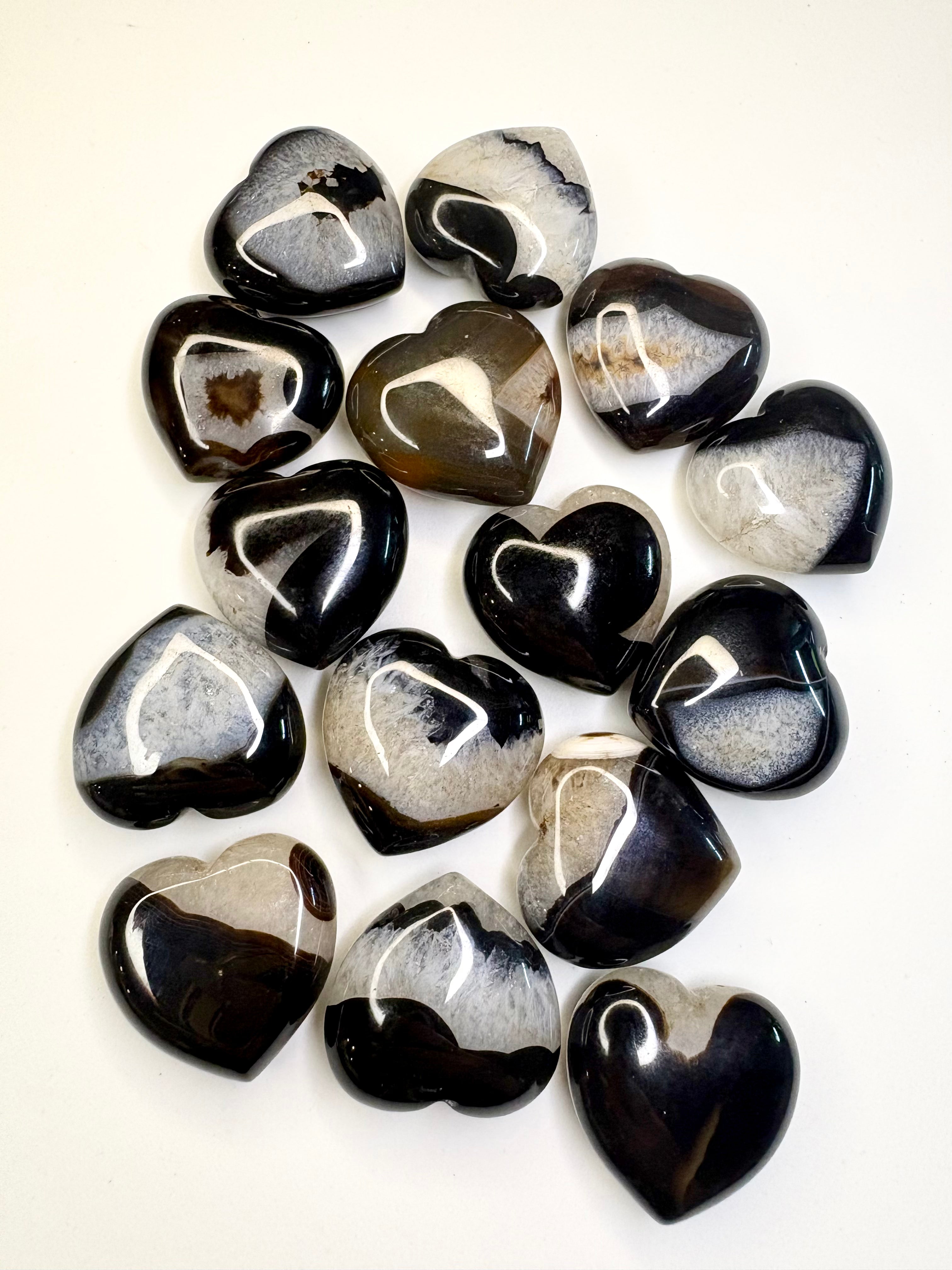 Black Sardonyx Hearts