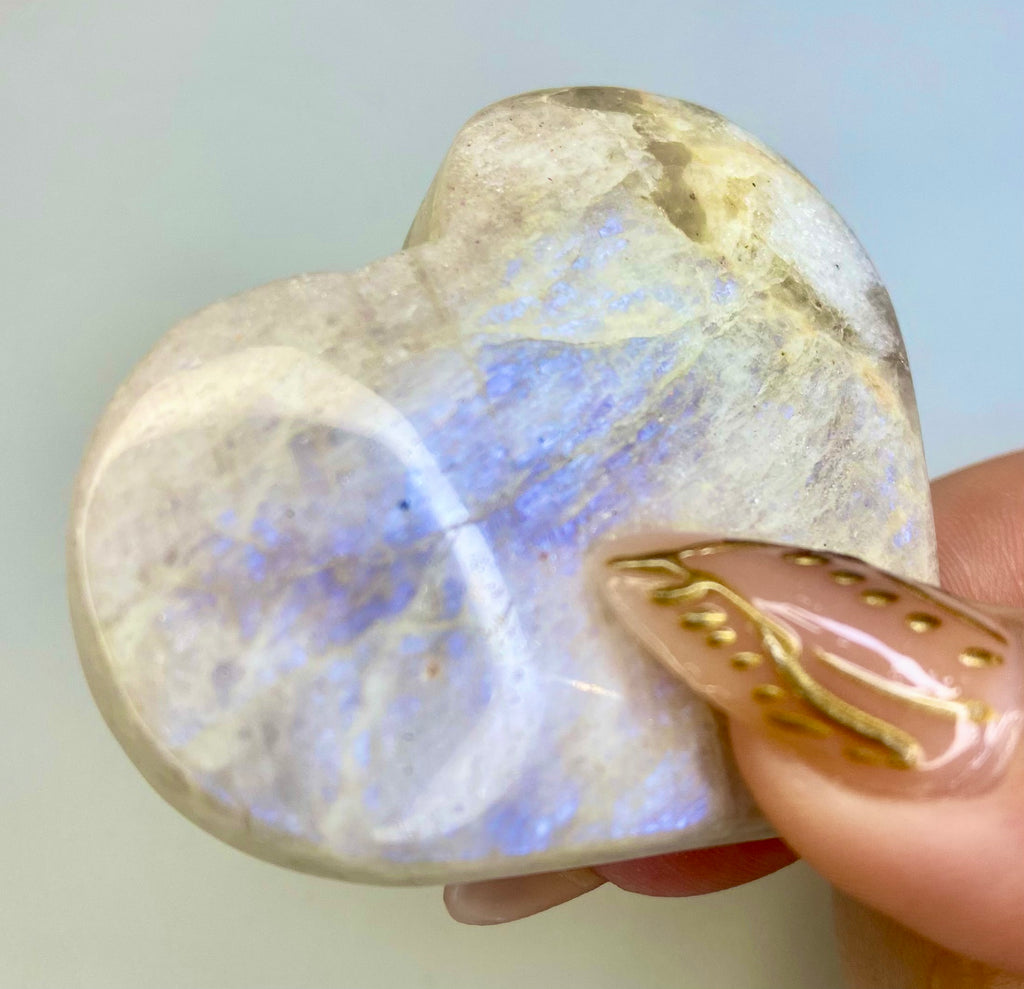 Carved Moonstone Heart