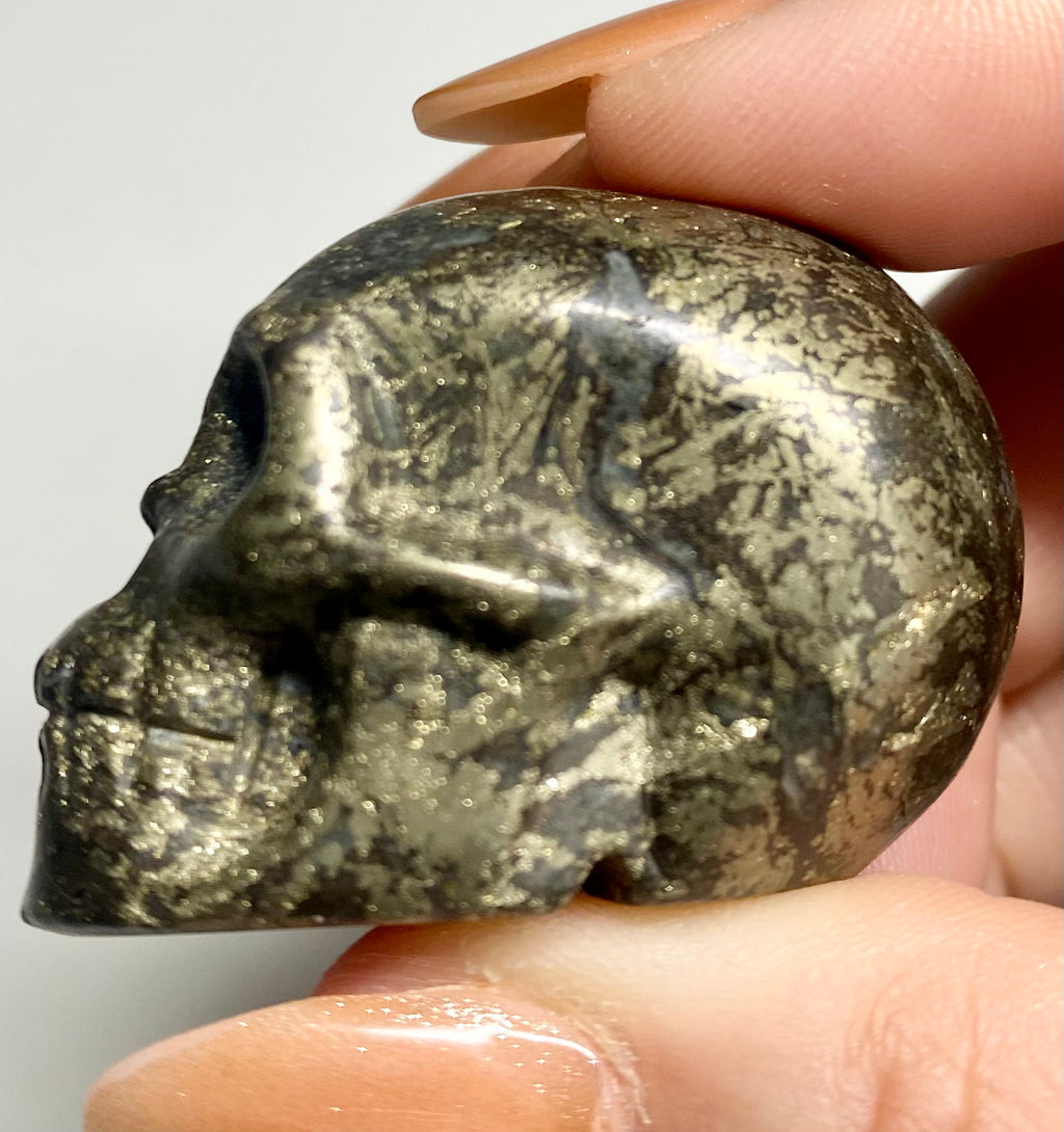 Carved Pyrite Skull