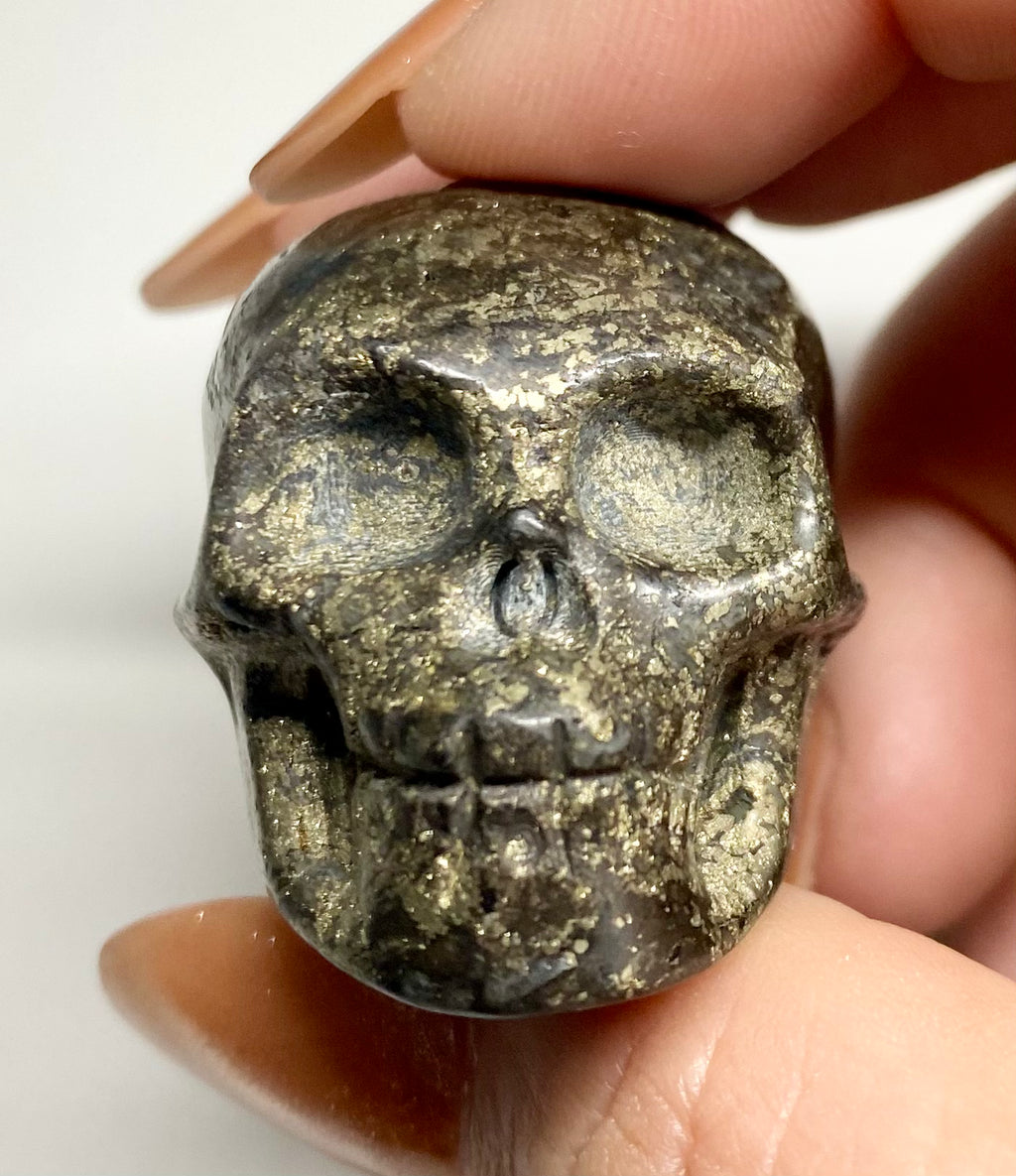 Carved Pyrite Skull
