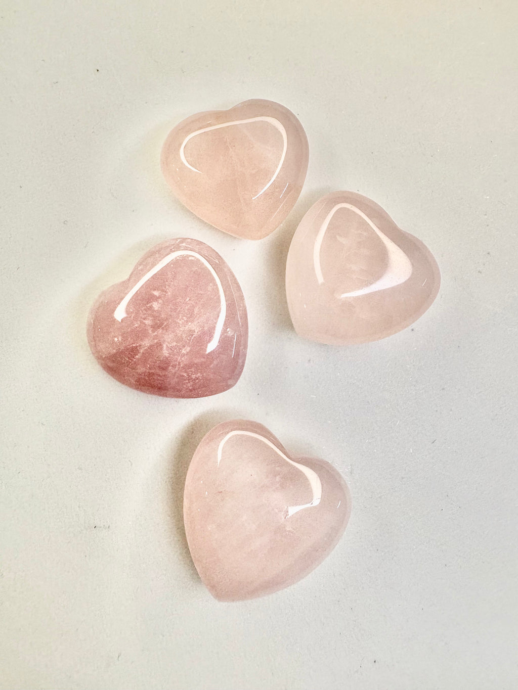 Carved Rose Quartz Puffy Heart