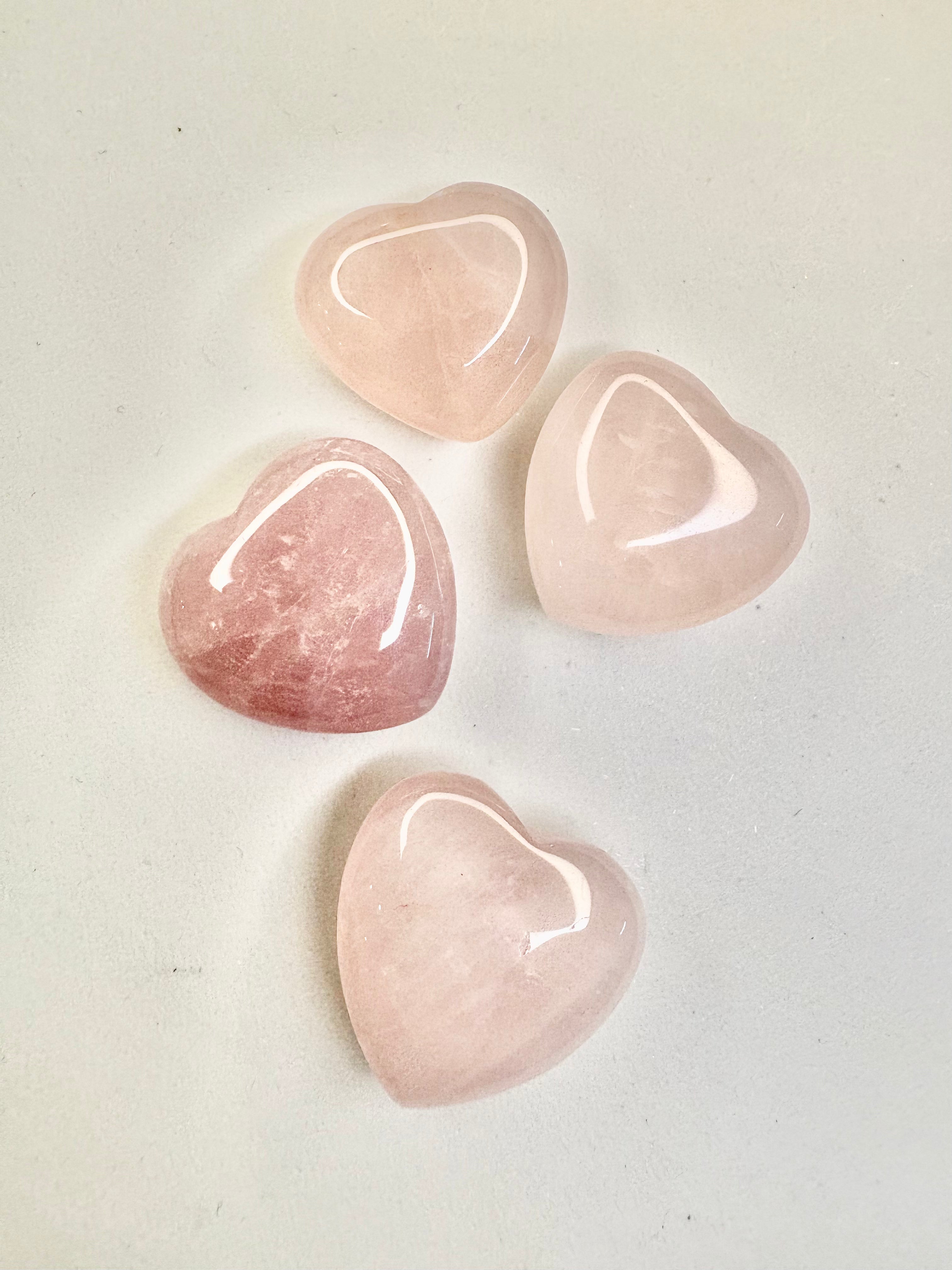 Carved Rose Quartz Puffy Heart