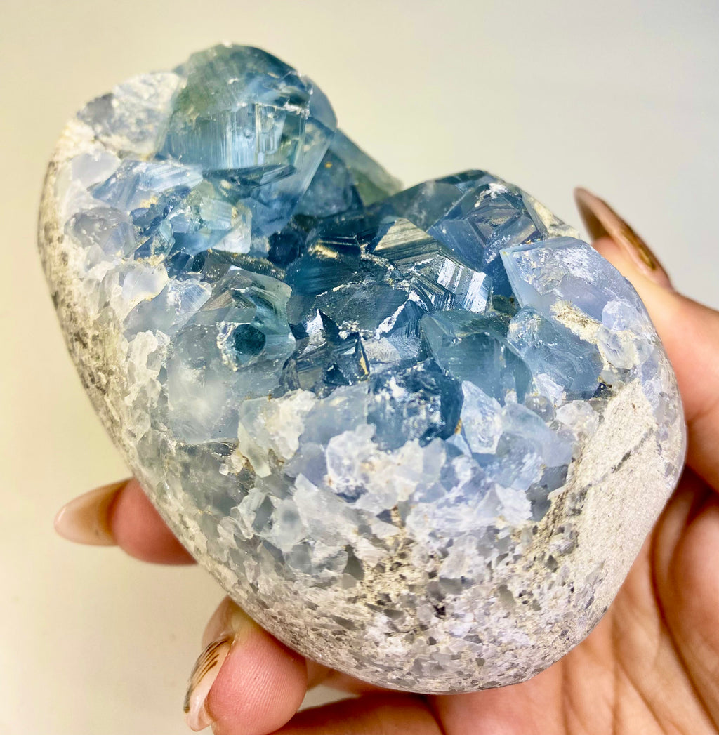 Celestite Geode Crystal Egg