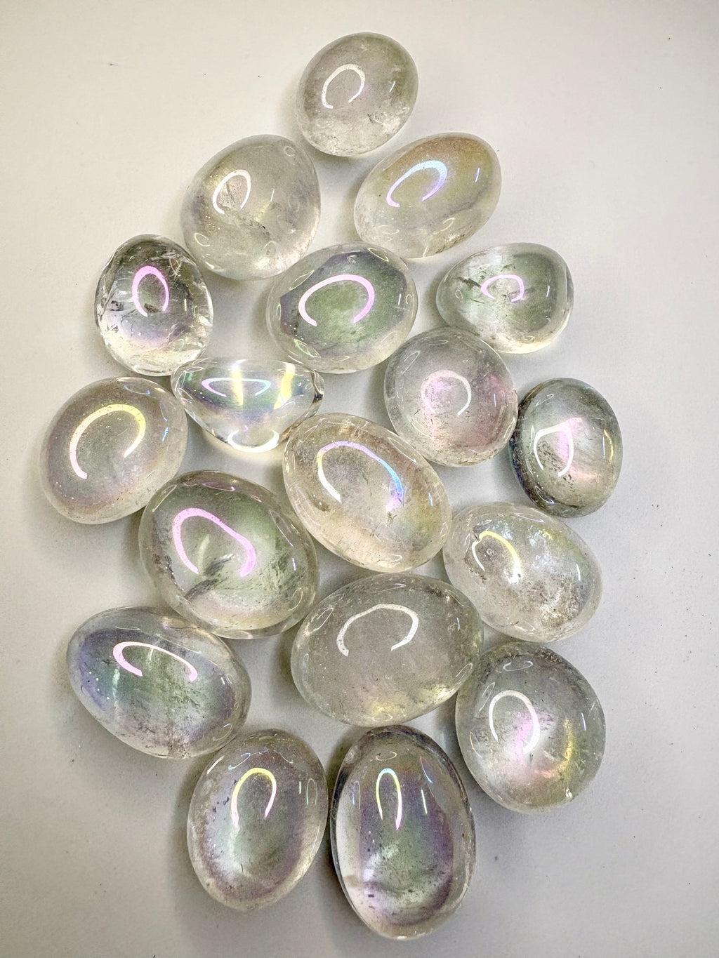 Aura Clear Quartz Tumbles