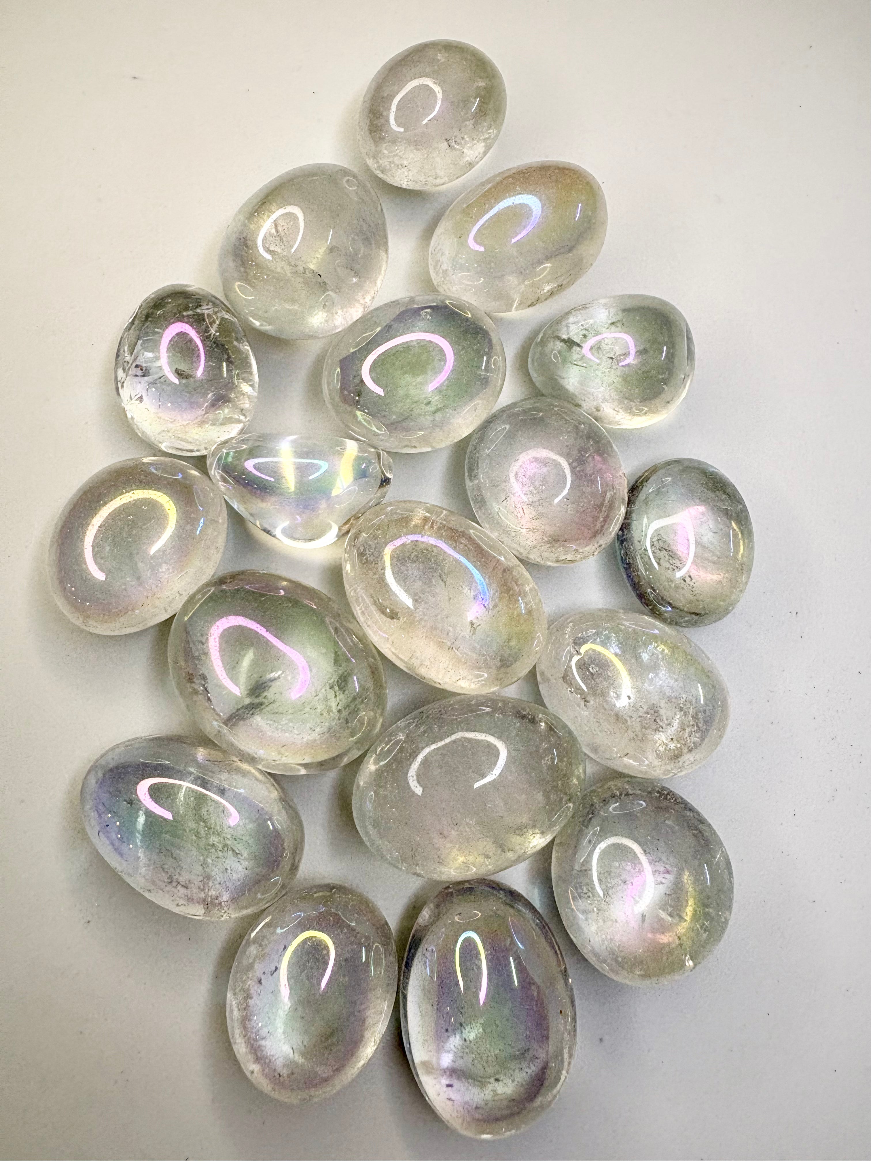 Aura Clear Quartz Tumbles