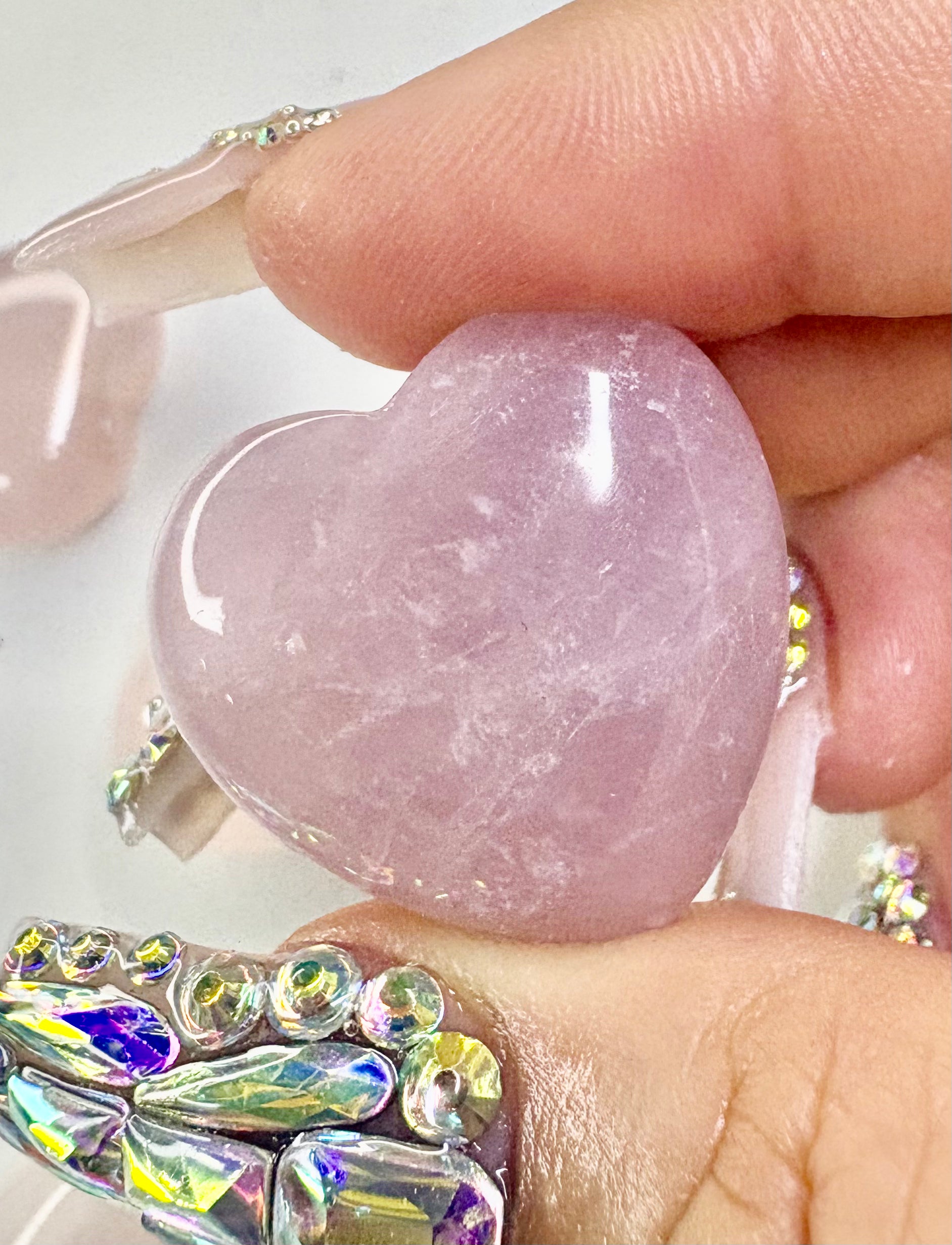 Carved Rose Quartz Puffy Heart
