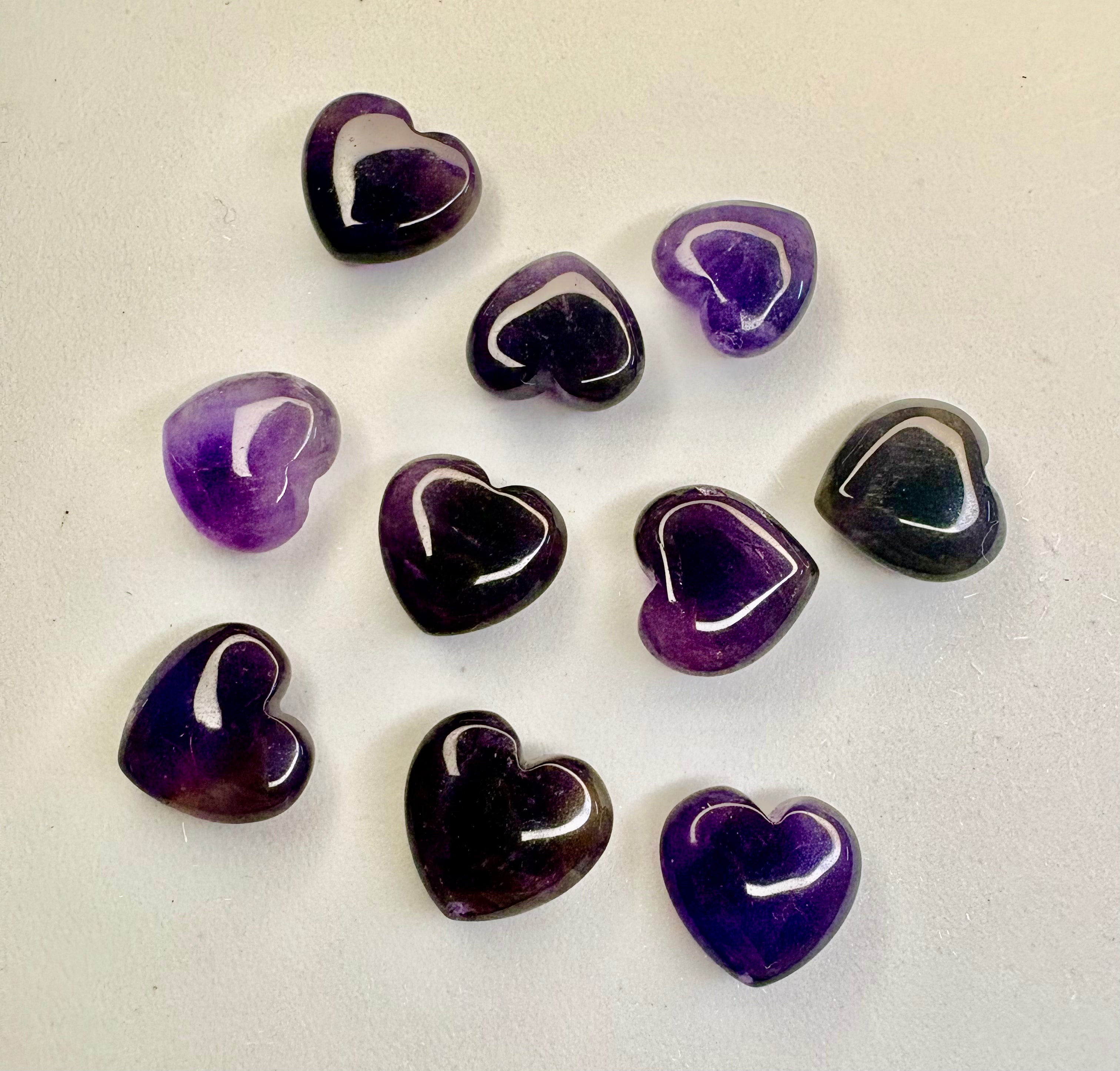 Carved Mini Amethyst Puffy Hearts