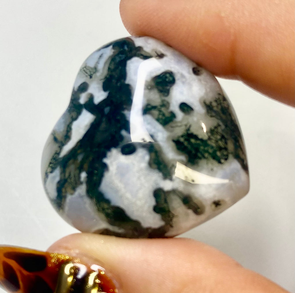 Carved Moss Agate Heart