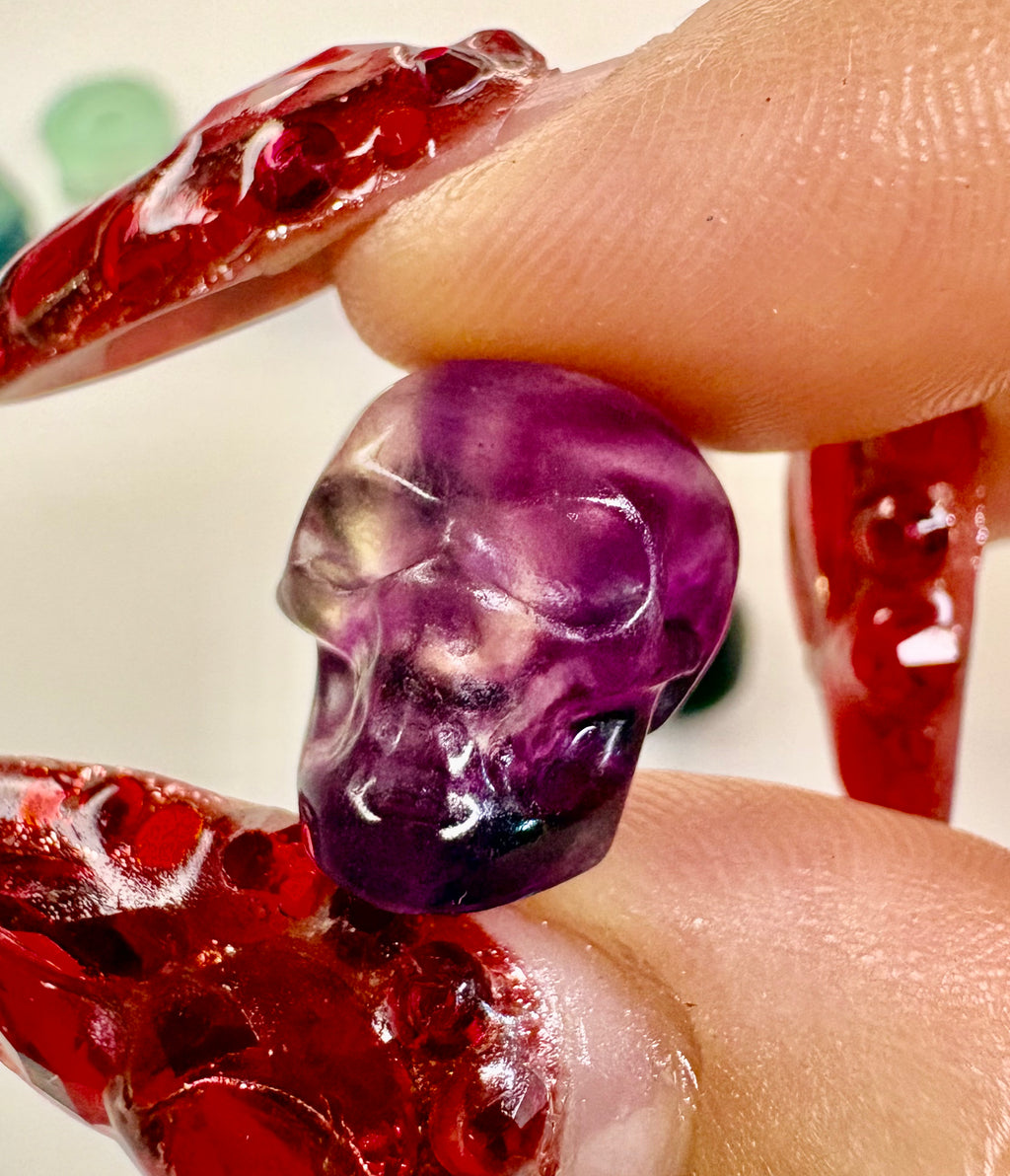 Mini Carved Rainbow Fluorite Skulls