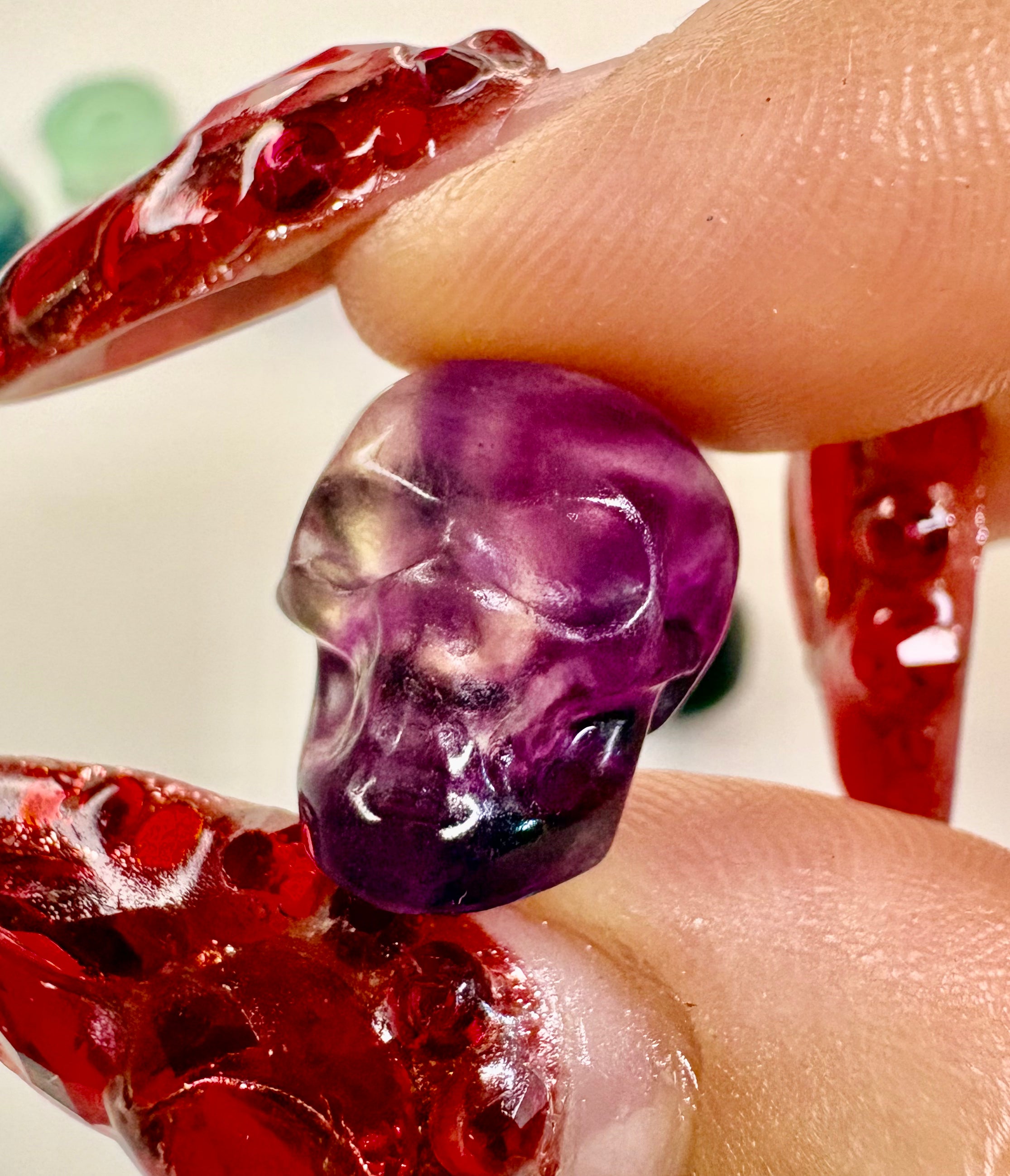 Mini Carved Rainbow Fluorite Skulls