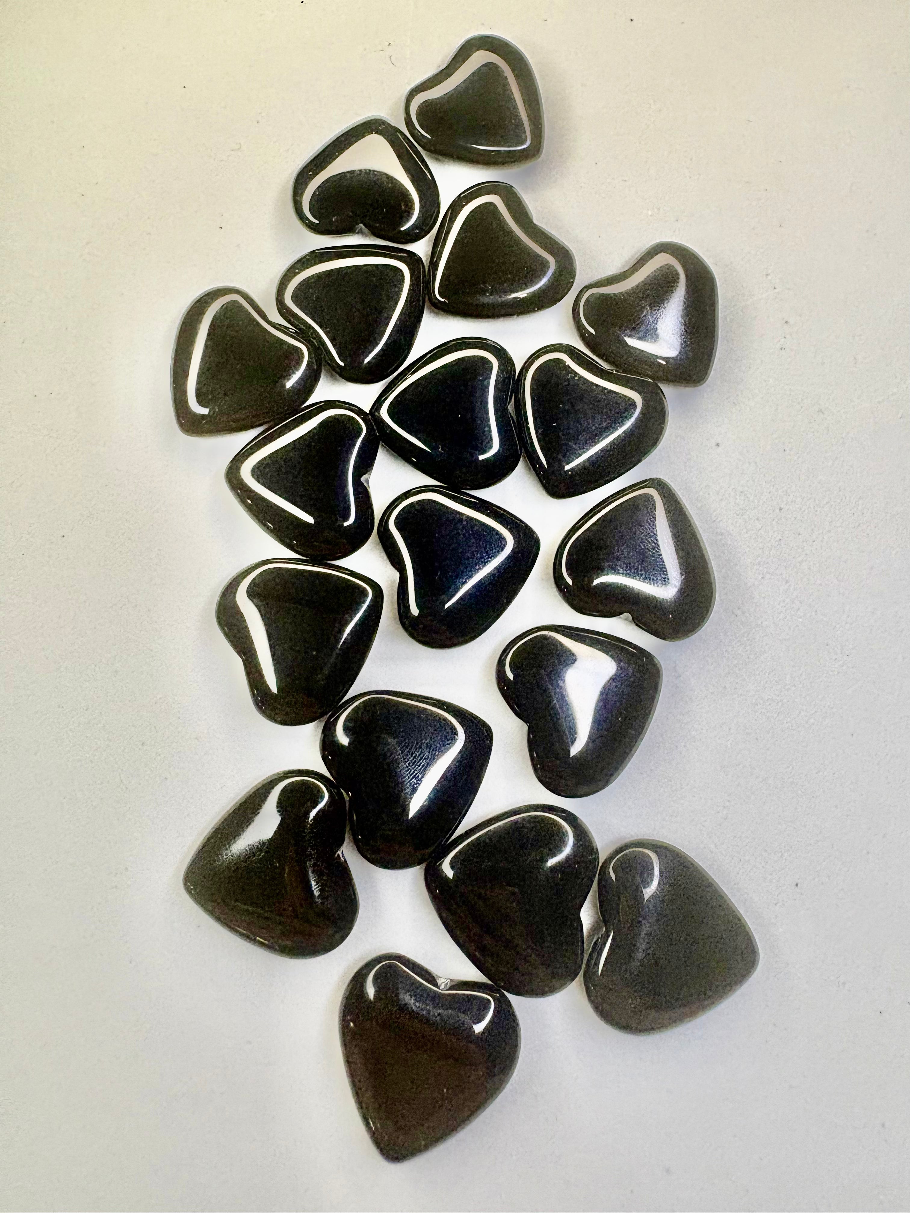 Obsidian Polished Hearts