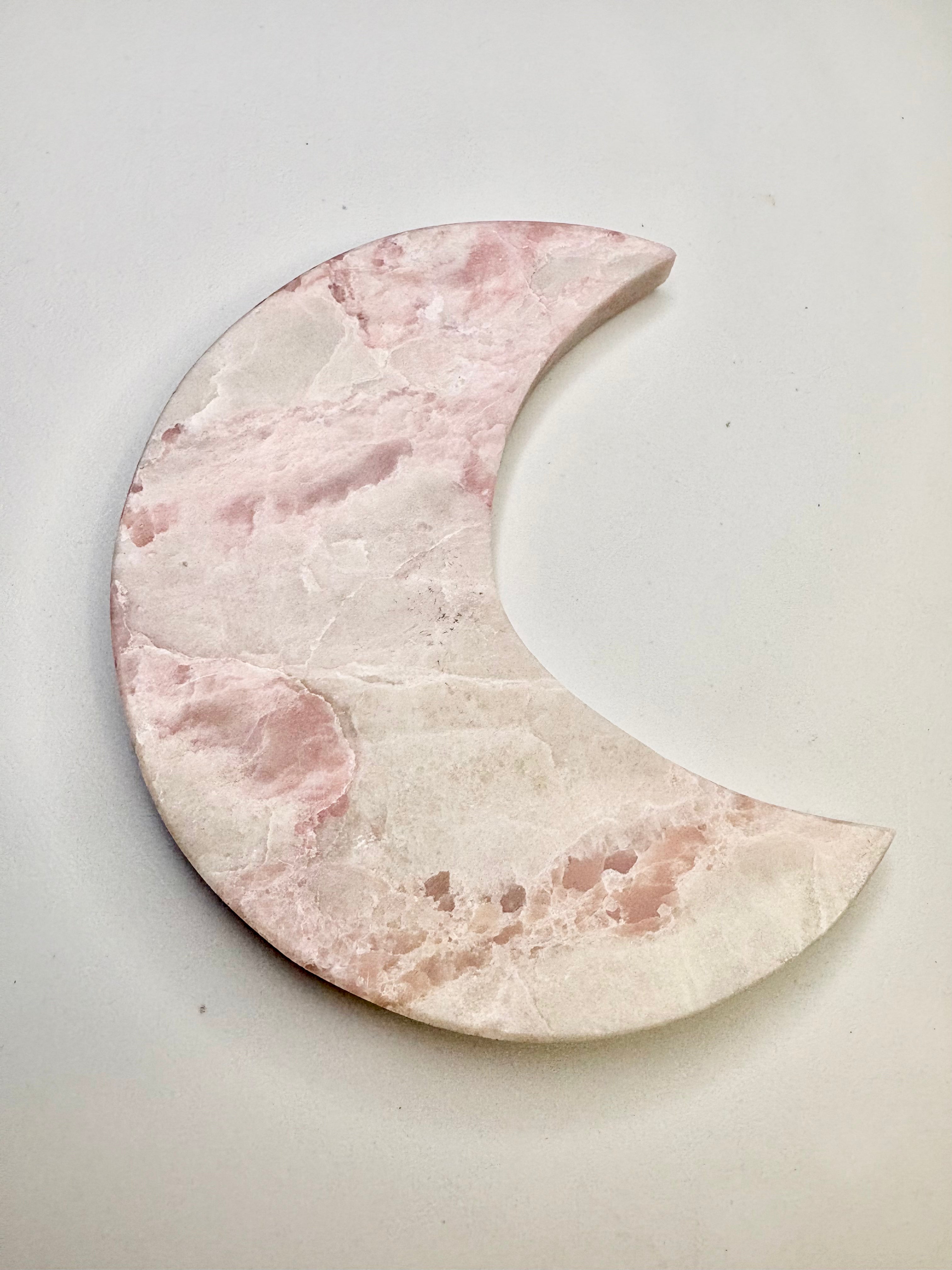 Carved Pink Opal Moon