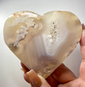 Carved Flower Agate Heart