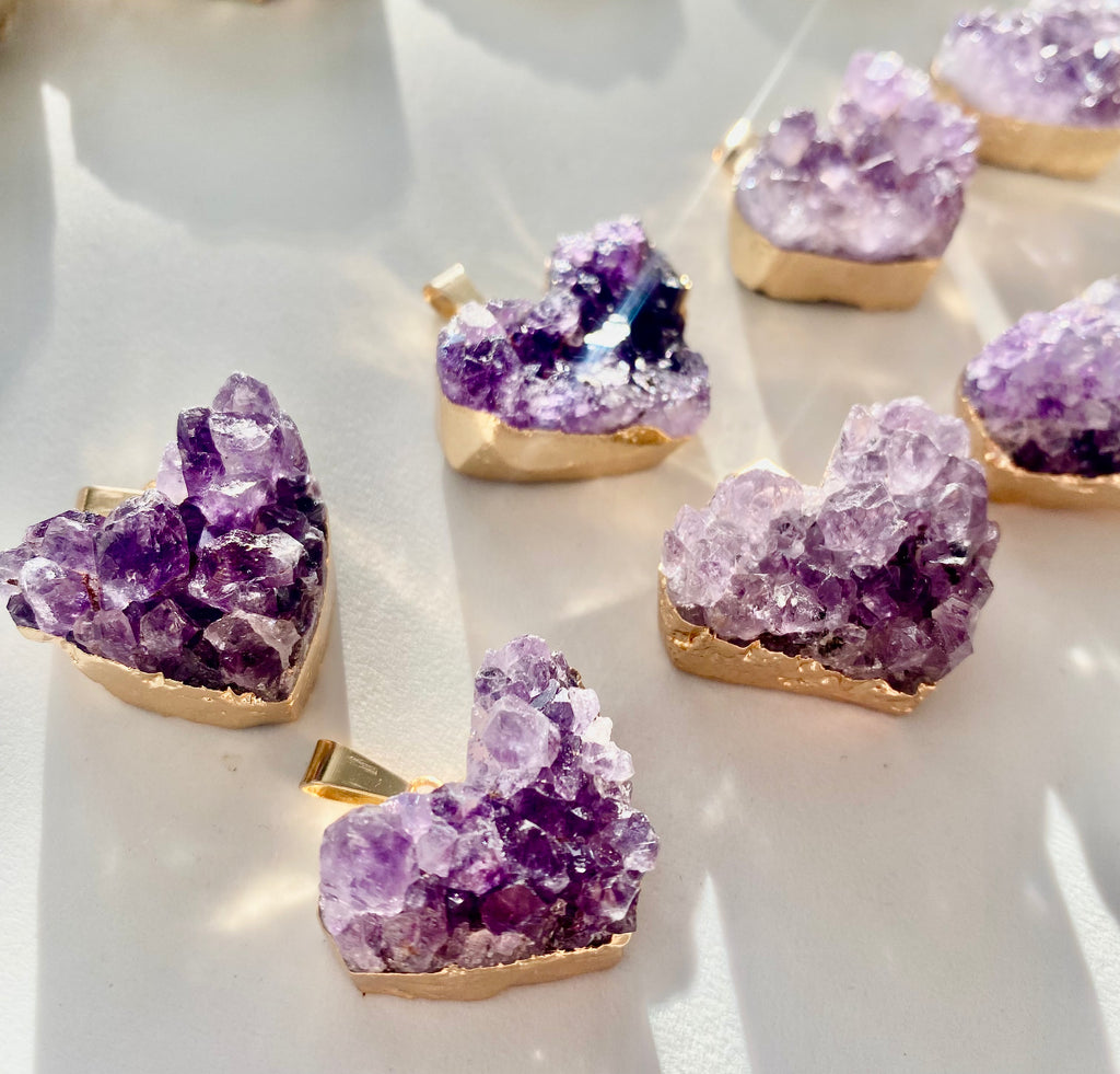 Natural Amethyst Cluster Pendant Necklace