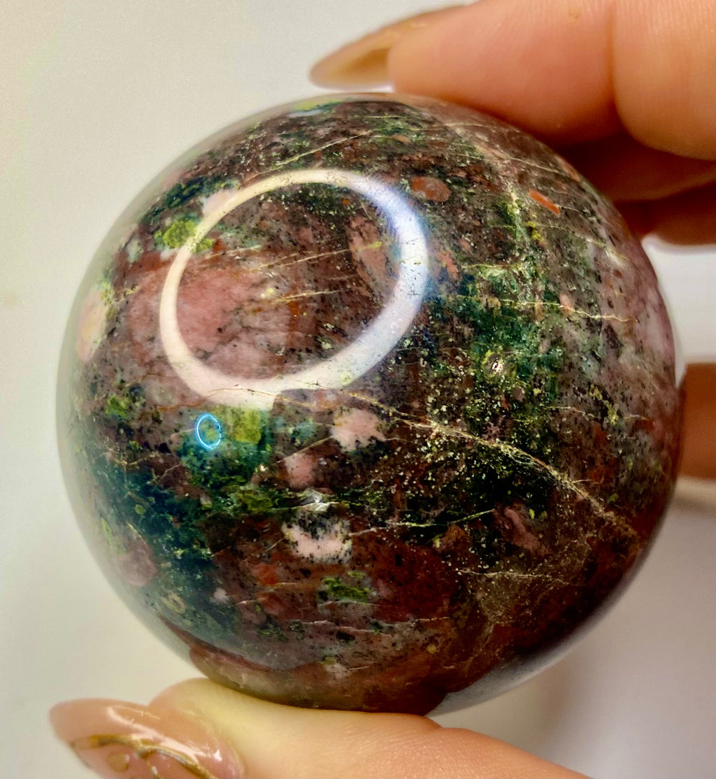 Polished Plum Blossom Jasper Sphere
