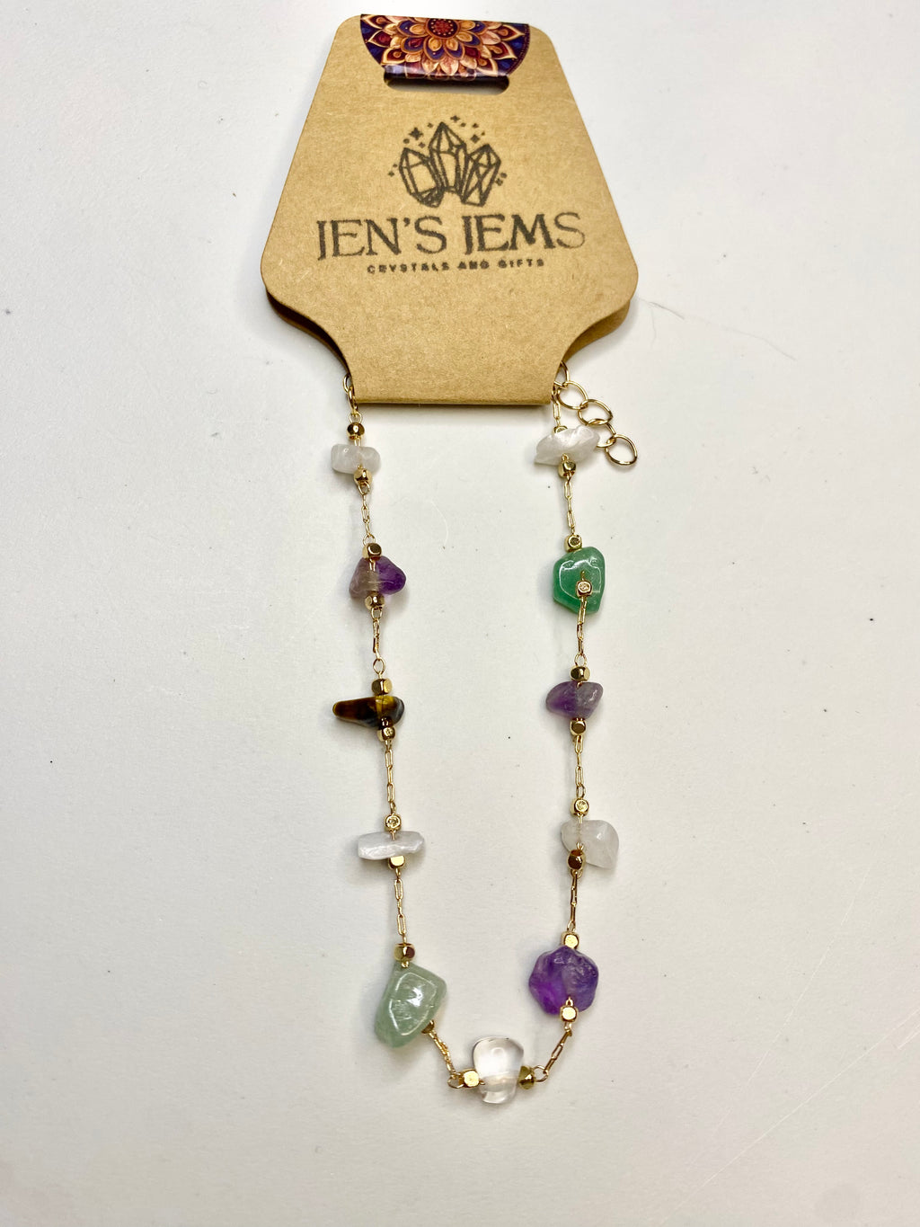 Natural Crystal Gold-Tone Bracelet