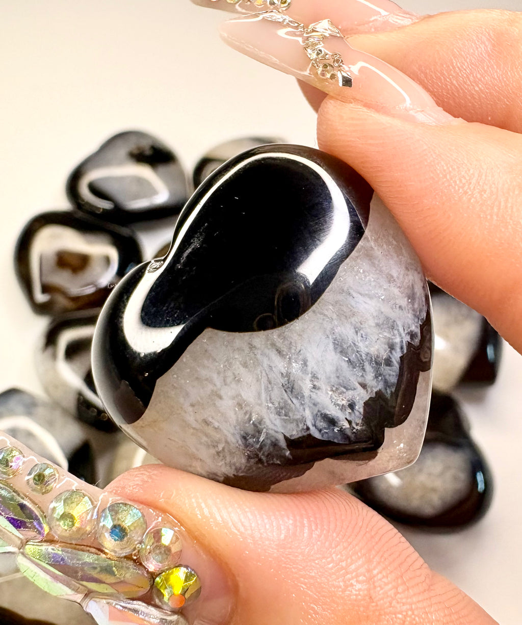 Black Sardonyx Hearts