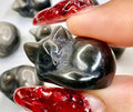 Silver Sheen Obsidian Carved Cats