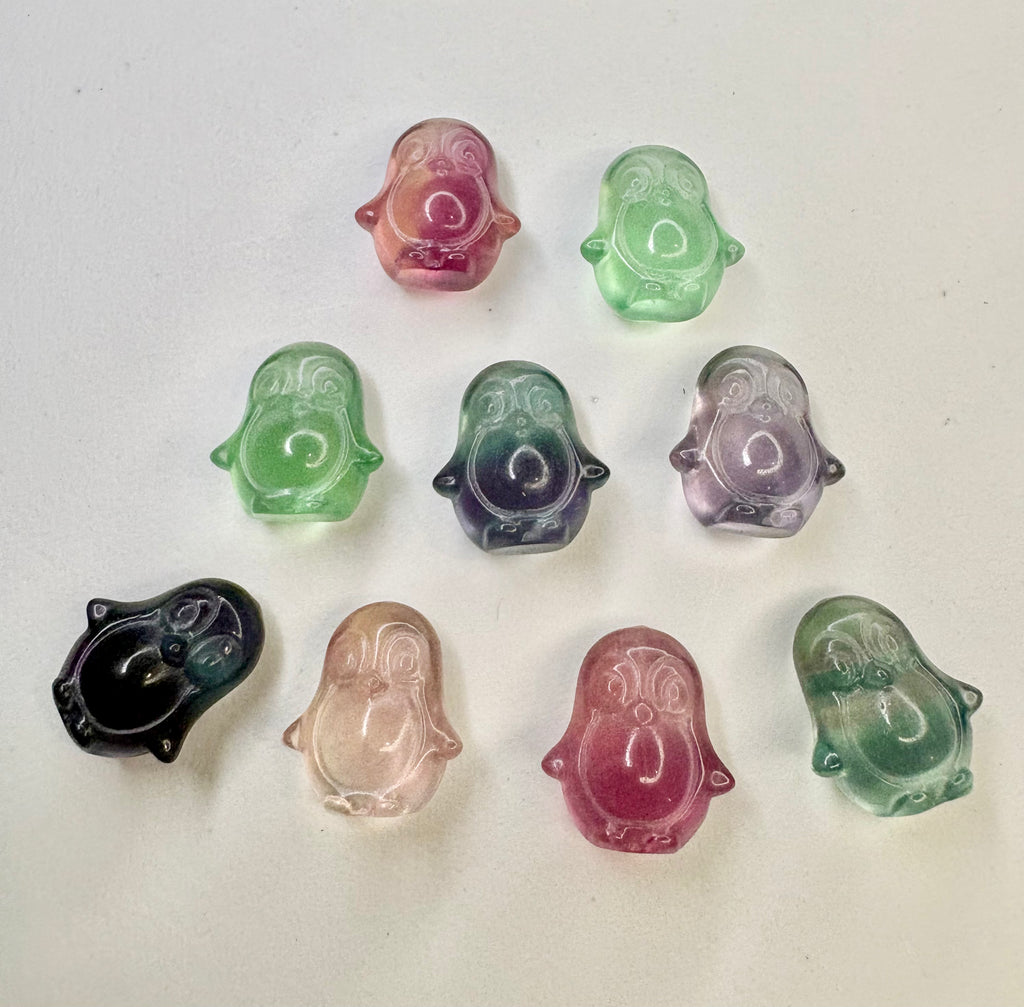 Rainbow Fluorite Mini Penguins