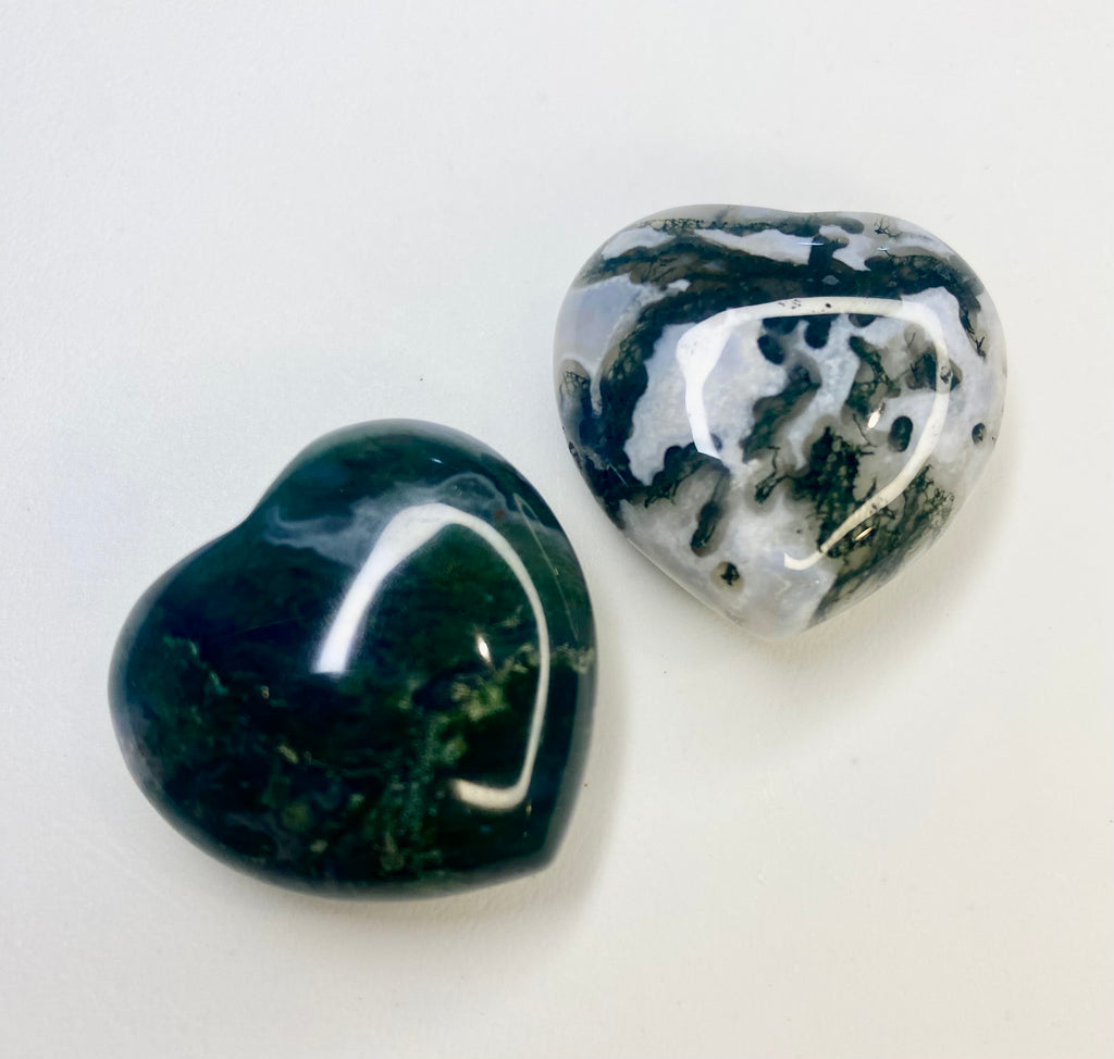 Carved Moss Agate Heart