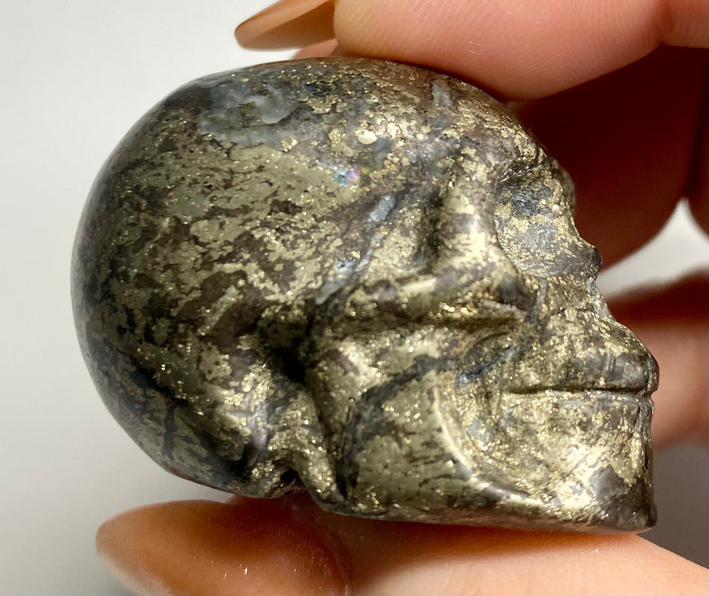 Carved Pyrite Skull