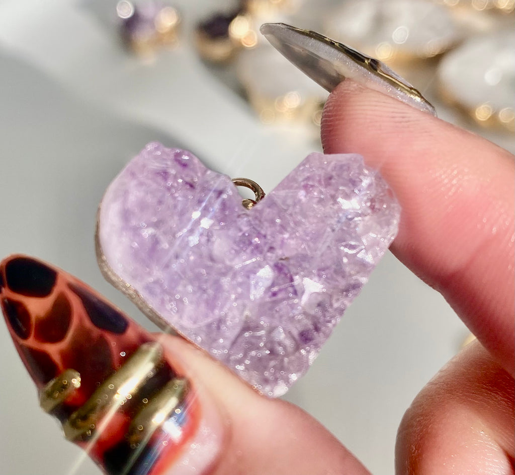 Natural Amethyst Cluster Pendant Necklace