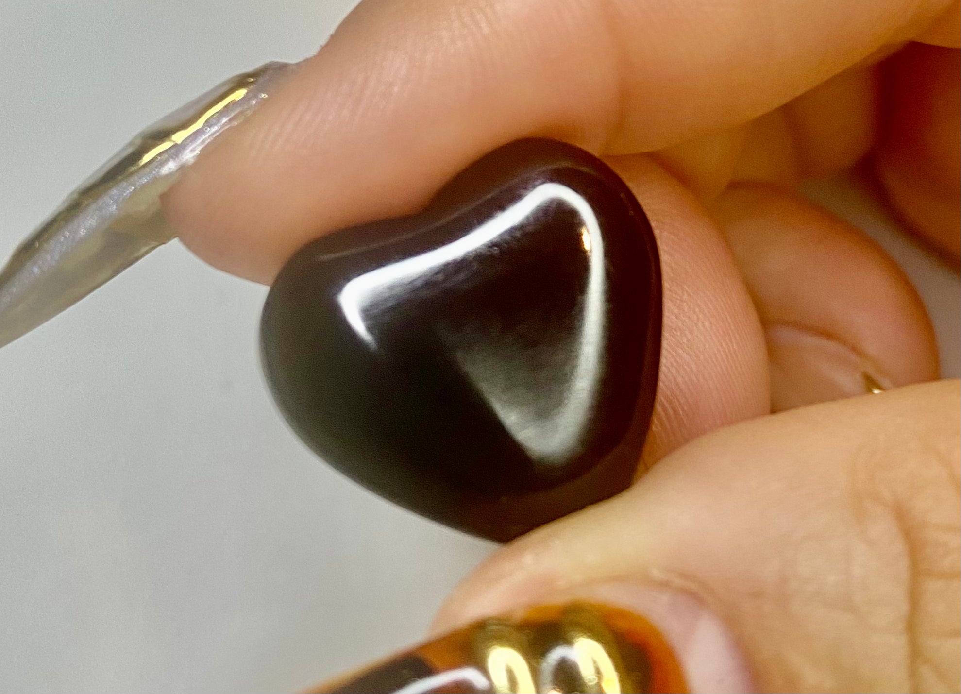 Obsidian Polished Hearts