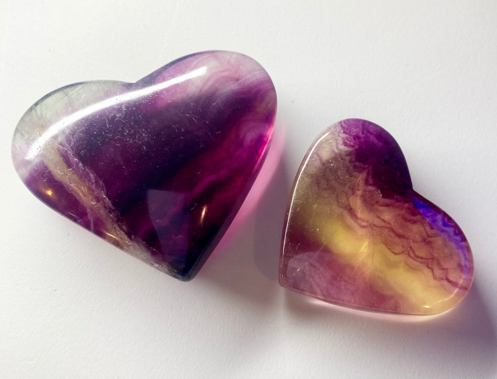 Carved Purple Fluorite Heart