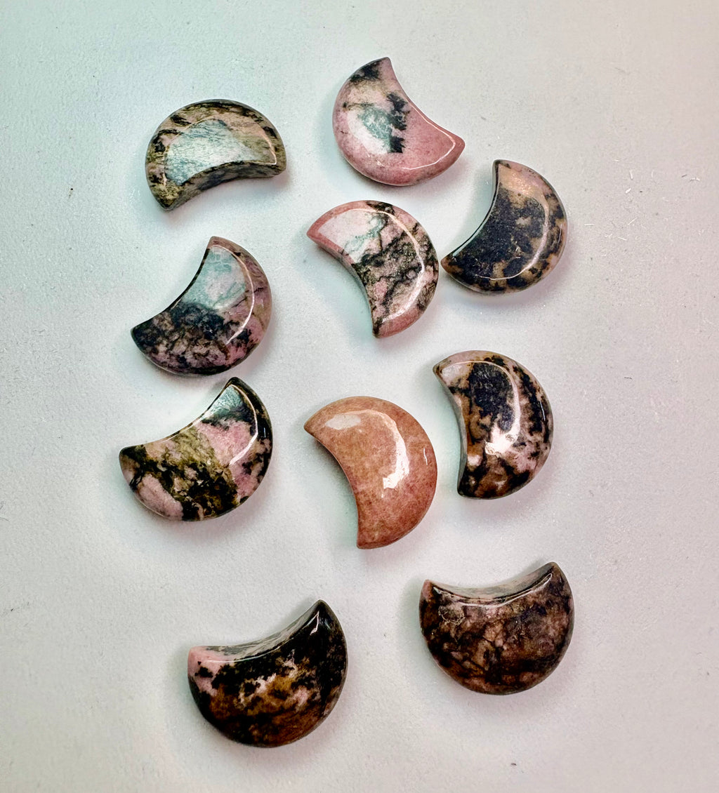 Rhodonite Carved Mini Moon