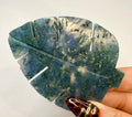 Carved Moss Agate Leaf