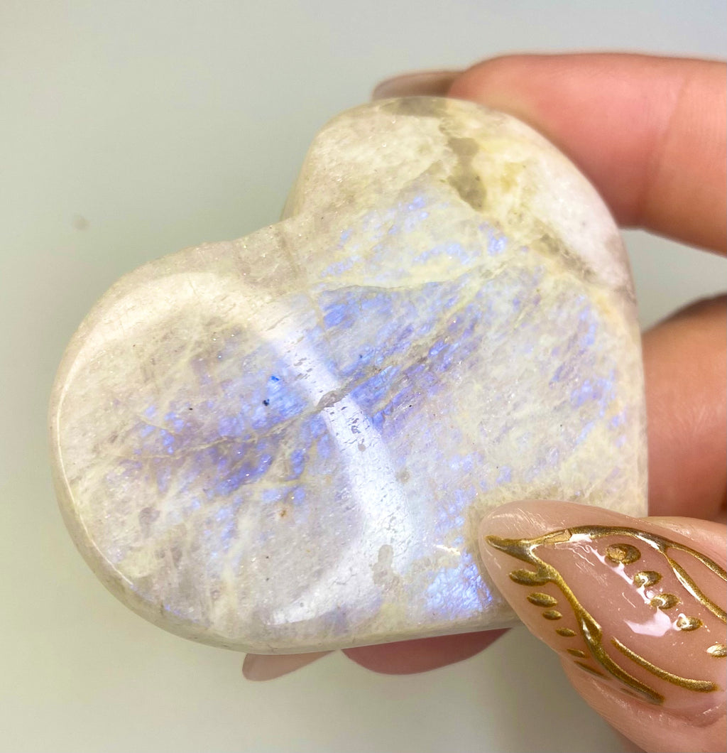 Carved Moonstone Heart