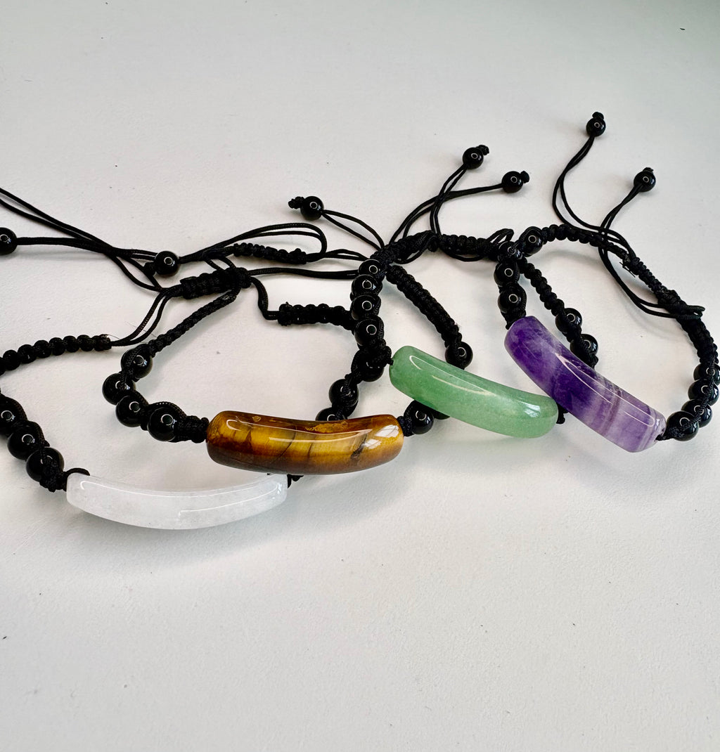 Carved Crystal Corded Bracelet