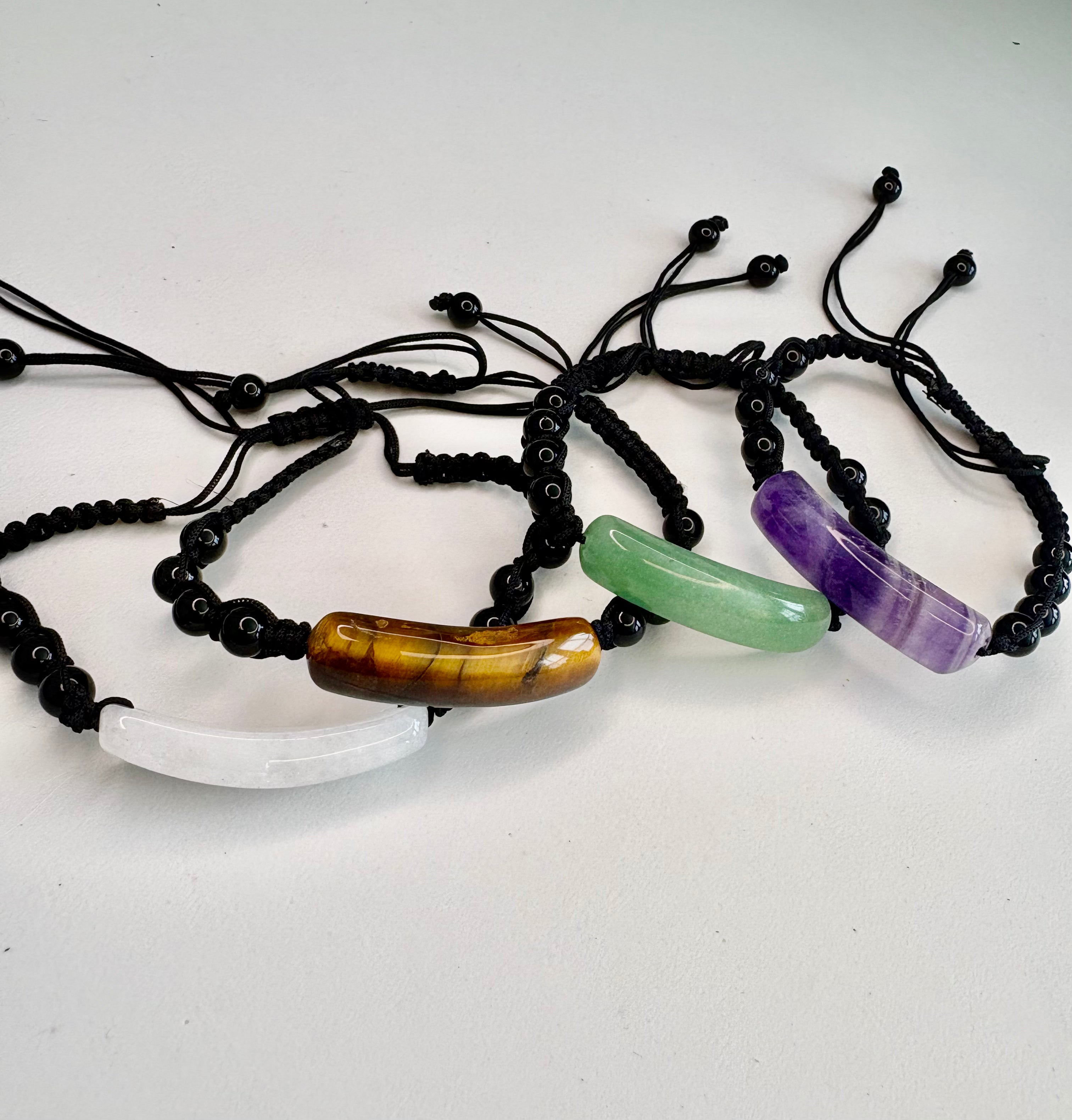 Carved Crystal Corded Bracelet